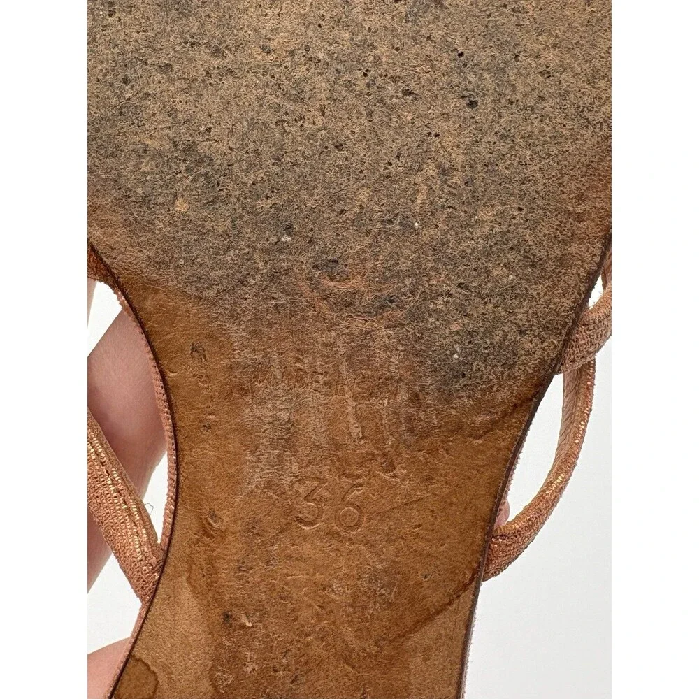 Chanel Peach Pink Sandals w/ CC Logo Shell Button Accents Y2K Sz EU 36